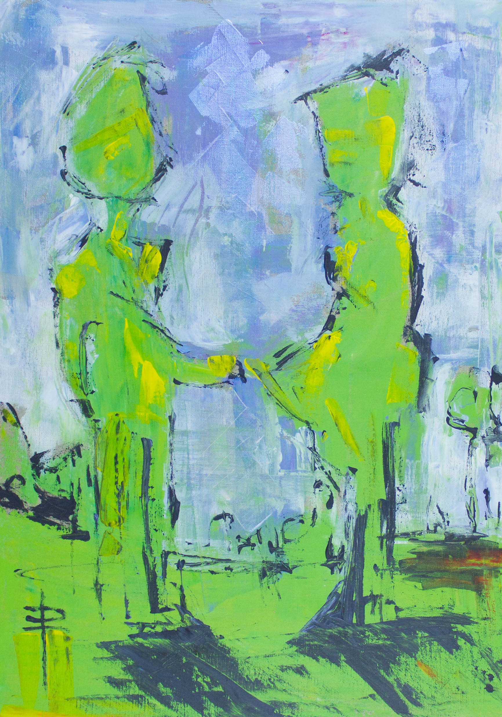 impressionist painting of two people meeting art painting by phoebe thomasson